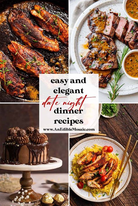 2 Course Meal Ideas, 8 Course Meal Ideas, Gluten Free Date Night Dinner, Best Date Night Dinner Recipes, Unique Healthy Dinner Recipes, Fancy At Home Dinner, Dinners For Couples, Date Dinner Recipes, Girls Night Dinner Ideas