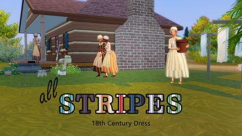 Sims 4 Cc 18th Century, Sims 4 18th Century, 18th Century Dress, Medieval Ages, Century Dress, Sims Mods, Present Day, Rococo, Striped Dress