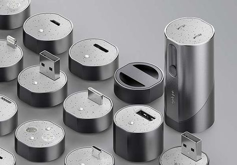 The Modular Power Bank Acts as Wall Charger and Storage Device Adapter Design, Id Design, Modular System, Storage Devices, Yanko Design, Futuristic Technology, Portable Power, Wall Charger, Nespresso Cups