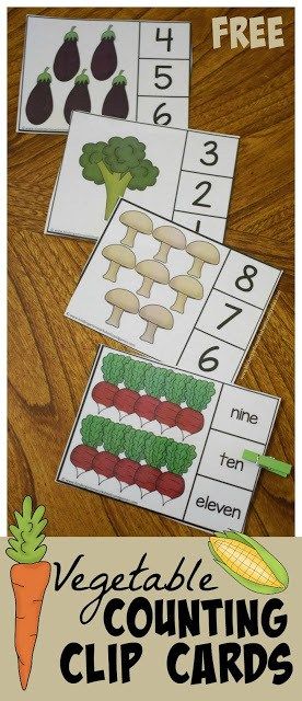 Vegetable Vocabulary, Vegetables Preschool, Counting 1 To 10, Healthy Food Activities, Preschool Food, 123 Homeschool 4 Me, Counting Clip Cards, August Crafts, Letter Learning