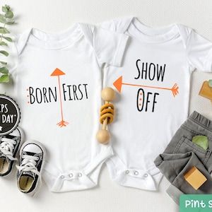 Twin Onesies Funny, Twins Onesies, Twin Pregnancy Reveal, Twin Pregnancy Announcement, Twin Onesies, Twin Baby Gifts, Pregnancy Announcement Onesie, Cute Onesies, Twins Baby