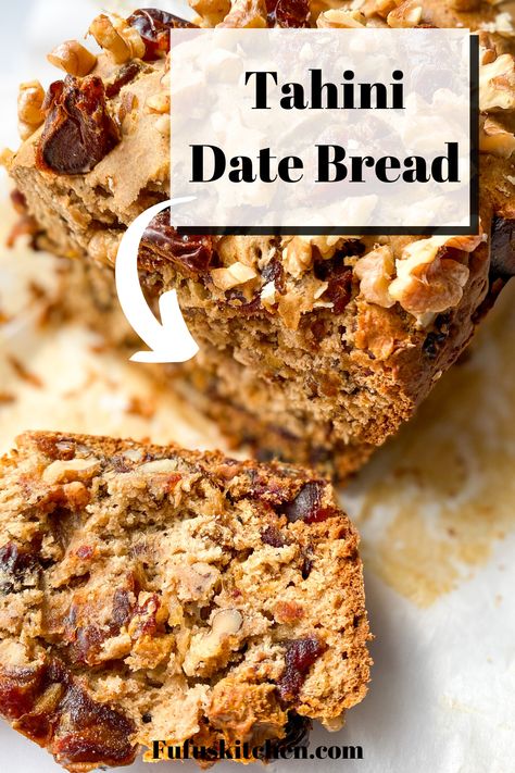 Sweet Tahini Recipe Ideas, Baking With Tahini, Tahini Date Cookies, Dates Bread Recipes, Tahini Cake Recipe, Tahini Bread Recipe, Tahini Baking, Date Bread Recipes, Baking With Dates