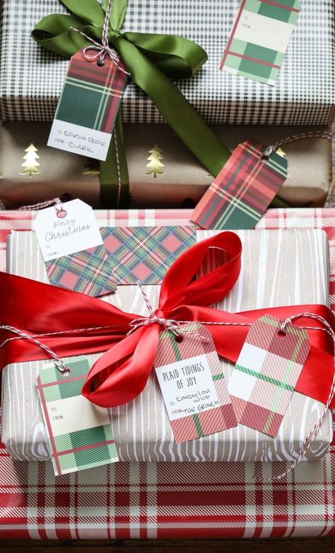 These Plaid-Inspired Printable Christmas Gift Tags are the perfect finishing touch on your holiday gift wrapping! #printable #christmas #gifttags #plaid #tags #holiday #wrapping #giftwrap Plaid Wrapping Paper, Cute Gift Wrapping Ideas, Creative Letters, Inspired By Charm, Holiday Wrapping, Holiday Tree Decorations, Christmas Gift Tags Printable, Winter Ideas, Christmas Signs Wood