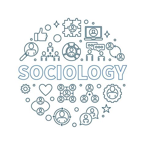 Sociology vector round line banner. Social Interaction concept background Sociology Doodles, Sociology Wallpaper, Subject Doodles, Sociology Pictures, Sociology Art, Sociological Imagination, Group Dynamics, Concept Background, School Creative