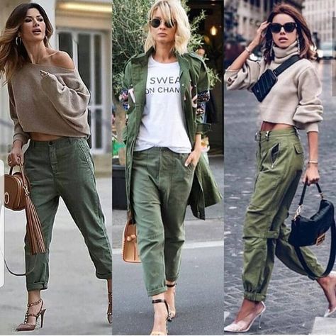 Military Green Pants, Green Pants Outfit, Looks Adidas, Rok Outfit, Joggers Outfit, Classy Casual Outfits, Green Pants, Outfits Casuales, Look Fashion