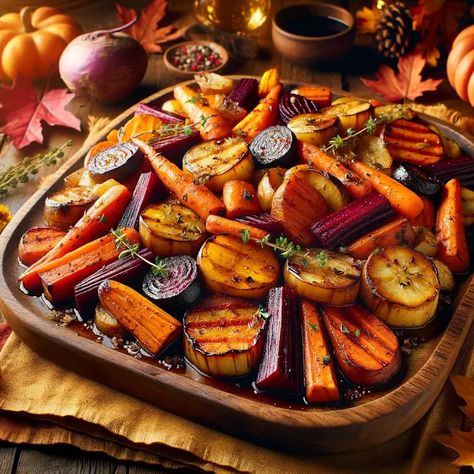 Root Vegetable Medley, Maple Roasted Root Vegetables, Roasted Vegetable Medley, Holiday Roasts, Vegetable Medley, Roasted Root Vegetables, Root Vegetable, Food Photography Inspiration, Different Vegetables