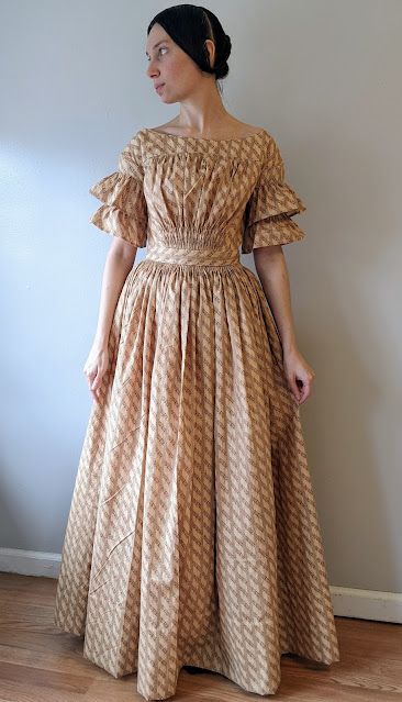 Making an 1847 Fan Front Yoke Dress | Modifying Laughing Moon 114 1840s Dress Pattern, 1850s Dress Pattern, 1830 Dress Pattern, 1870s Dress Casual, 1840s Fashion Plate, Historical Dress Patterns, 1840 Dress, 1840s Dress, 1830s Dress