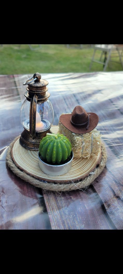 Cowboy Party Centerpiece, Western Party Centerpieces, Western Theme Party Decorating Ideas, Cowboy Centerpieces, Western Centerpieces, Cowboy Baby Shower Theme, Cow Baby Shower Theme, Cowboy Themed Birthday Party, Surprise 50th Birthday Party