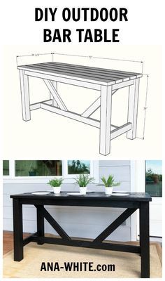 Diy Outdoor Bar Table, Bar Table Diy, Bar En Plein Air, Diy Outdoor Bar, Bar Tables, Pub Table Sets, Patio Bar Set, Outdoor Bar Table, Outdoor Furniture Plans