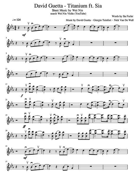 David Guetta - Titanium ft. Sia - Violin Sheet Music by Wei Nin - Page 1/2 David Guetta Titanium, Alto Sax Sheet Music, Piano Sheet Music Letters, Music Letters, Violin Sheet, Violin Sheet Music, Violin Music, David Guetta, Traditional Bedroom