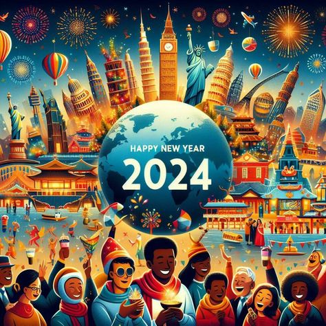 AI generated Happy New Year 2024 with a welcome celebration by everyone in the world Free Stock Photos, Happy New, Happy New Year, Royalty Free Stock Photos, Stock Photos, Celebrities