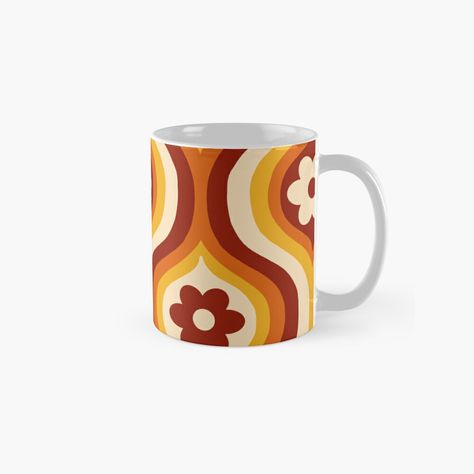 Get my art printed on awesome products. Support me at Redbubble #RBandME: https://www.redbubble.com/i/mug/Vintage-60s-70s-Retro-Style-by-BasedOnArt/149640928.9Q0AD?asc=u 70s Pottery, 70s Ceramics, 70s Retro Style, Retro Mug, Tea Bowl, Redbubble Products, 70s Retro, Pottery Ideas, 70s Inspired