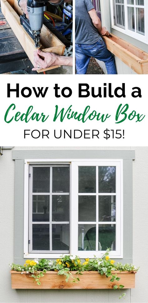 Diy Window Boxes, Wooden Window Boxes, Wood Window Boxes, Cedar Window Boxes, Winter Window Boxes, Window Boxes Diy, Shed Windows, Window Planter, Diy Curb Appeal