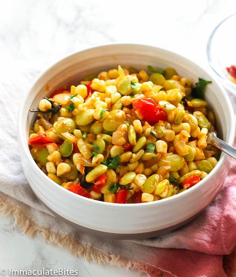 Succotash - Immaculate Bites Succotash Recipe, Shrimp Soup, How To Cook Corn, How To Cook Lobster, Easy Side Dish, Fresh Corn, Dinner Is Served, How To Cook Shrimp, Grilled Meat