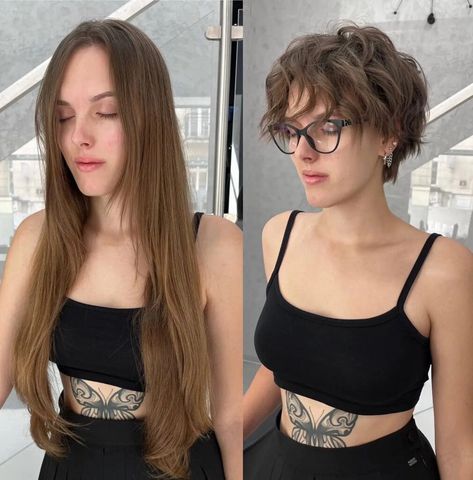 Fine Hair, Fabulous Cut: Curly Wolf Cut Ideas for Fine Hair Wolf Bob Haircut, Short Wolf Cut Hairstyles, Longer Bangs, Curly Wolf Cut, Short Wolf Cut, Wolf Cut Hairstyles, Wolf Cuts, Shaggy Layers, Wavy Pixie Cut