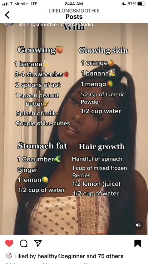 Smoothies For Healthy Hair, Hair Growth Juice Recipes, Hair Growth Smoothie Recipes, Protien Smoothies Recipes, Growing Long Natural Hair, Healthy Juicing, Sunshine Vibes, Help Hair Growth, Hair Growth Foods