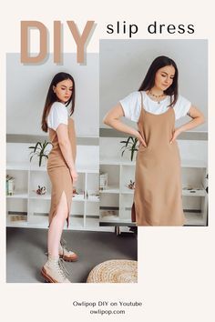 Dress Slip Pattern, Easy Slip Dress Pattern, Easy Dress No Pattern, Jersey Slip Dress, Cami Dress Pattern Free Sewing, Styling Satin Slip Dress, Sewing A Slip Dress, Sewn Dresses Diy, Slip Dress Tutorial