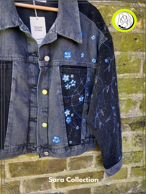 Trendy Indie Outfit Inspirations for a Boho-Chic Look Bleach Jacket Design, Jacket Painting Ideas, Painted Denim Jacket Ideas, Painted Jean Jacket Ideas, Bleaching Denim, Denim Jacket Aesthetic, Indie School Outfits, Jean Jacket Painted, Painting Jacket