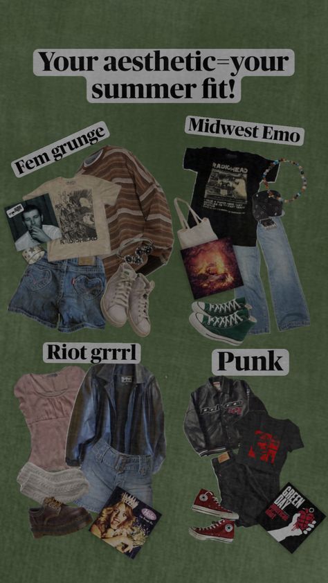 Riot grrrl is my fav, but Midwest emo is probably closest to what i have:) whats your fave? (Also, ik i havent been posting collages recently, i’ll be back on the grind soon girlies✊🏼) Riot Grrrl Aesthetic, Riot Grrrl Outfits, Riot Grrrl Fashion, Midwest Emo Aesthetic, Emo Outfit Ideas, Collage Outfits, Midwest Emo, Emo Aesthetic, Riot Grrrl