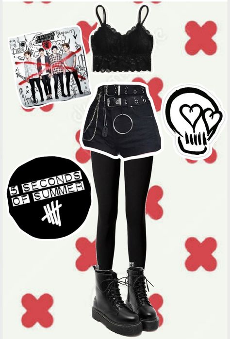 5sos 5 seconds of summer black lace top bralette black chain shorts black tights black doc martens 5 Seconds Of Summer Outfits Ideas, 5sos Tour Outfit Ideas, The 5sos Show Outfits, 5sos Concert Outfit 2023, 5sos Outfits Inspired Concert, 5sos Concert Outfit Ideas 2023, 5 Seconds Of Summer Concert Outfit, 2014 5sos, 5sos Concert Outfit Ideas