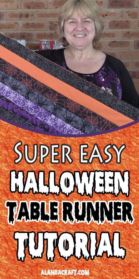 Sewing Project Ideas, Halloween Table Runner, Table Runner Tutorial, Table Halloween, Fat Quarter Projects, Halloween Sewing, Halloween Table Runners, Beginner Sewing, Halloween Quilts