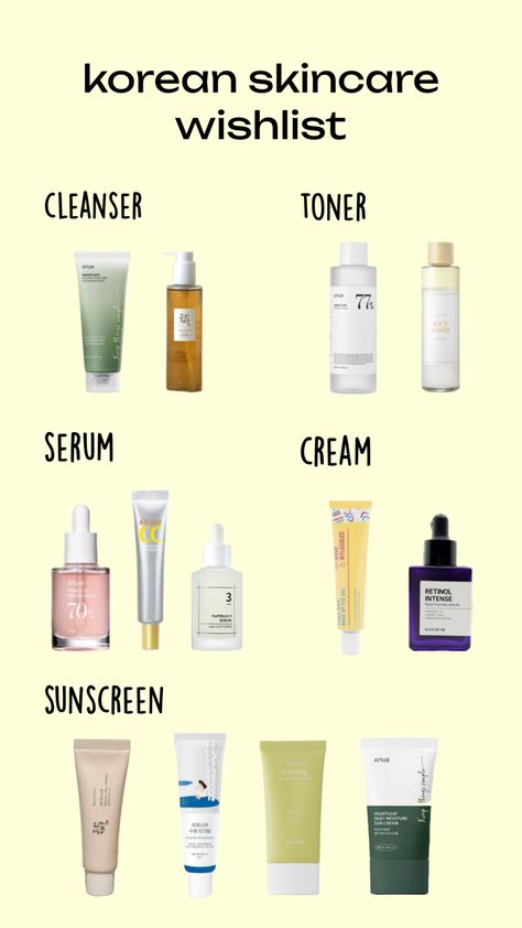 Never ending skin care wishlist! #skincare #koreanskincare #anua #somebymi #beautyofjoseon #numbuzin #goodmolecules Numbuzin Skin Care, Skin Care Wishlist, Wishlist Skincare, Serum Cream, Sun Cream, Healthy Skin Care, Glass Skin, Sun Tan, Cleanser And Toner