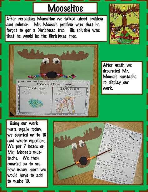 Golden Gang Kindergarten: More Mooseltoe Freebies Mooseltoe Activities, Christmas School Crafts, December Kindergarten, Christmas Units, December Activities, Christmas Teaching, Winter Kindergarten, Christmas Kindergarten, Make 10