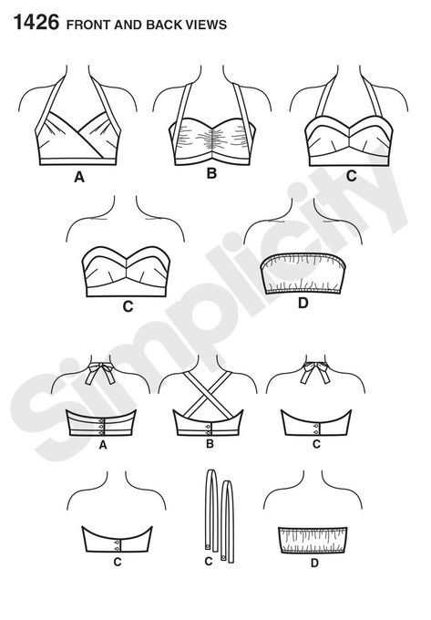 Simplicity 1426 Misses' Vintage 1950's Bra Tops Free Bra Pattern, Bra Sewing Pattern, Simplicity Patterns Vintage, Lingerie Patterns, Vintage Bra, Bra Sewing, Sewing Templates, Vintage Fashion 1950s, Bra Pattern