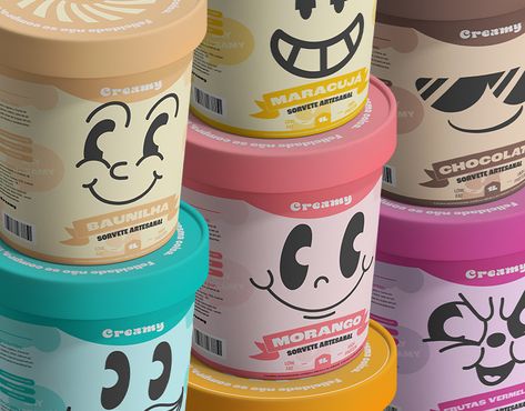 Ice Cream Label Design Packaging, Ice Cream Branding Design, Ice Cream Mascot, Ice Cream Branding, Yogurt Brands, Organic Ice Cream, Ice Cream Logo, Ice Cream Business, Candy Logo