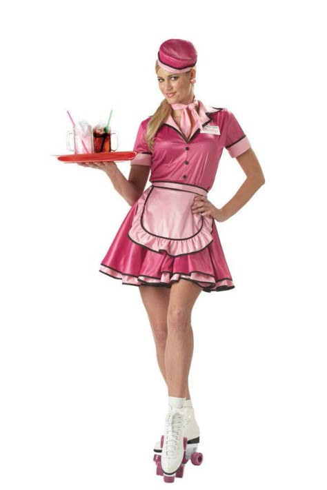 Car hops Waitress Uniform, Baby Boomers Memories, Car Hop, 50s Diner, Soda Shop, Shop Car, Roller Skaters, Vintage Lady, Roller Skate