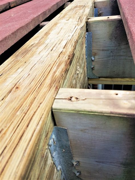 Diy Deck Restoration, How To Fix A Sagging Deck, Replace Deck Railing Diy, Rotted Deck Repair, How To Fix Rotten Wood On Deck, Deck Ceiling, Rotten Wood, Under Deck Ceiling, Deck Step