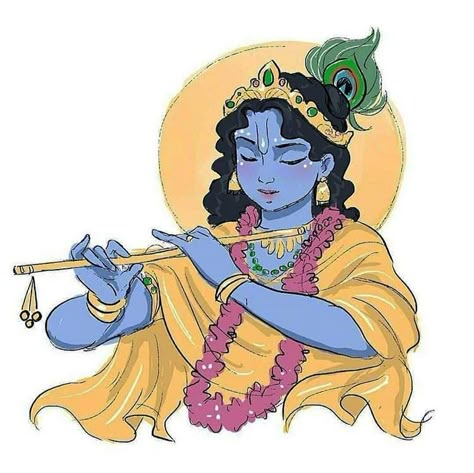 Lord Krishna Digital Art, Lord Krishna Illustration, Krishna Illustration Art, Cute Krishna Painting, Krishna Illustration, Lord Krishna Drawing, Radha Krishna Drawing, Cartoons Krishna, Bhagwat Geeta