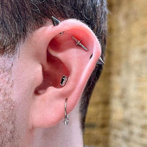 Industrial And Flat Piercing, Outer Conch Piercing, Split Tongue, Flat Piercing, Conch Piercings, Upper Lobe, Mod Jewelry, Face Chart, I Love Your