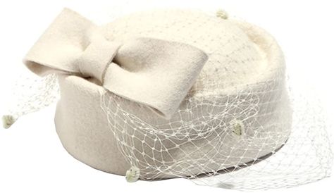 Sheliky Pillbox Hat Fascinator Beret Wedding Party Top Hat Church Wool Hat for Women (Ivory): Amazon.ca: Clothing & Accessories Veil For Wedding, Vintage Winter Wedding, Disney Inspired Cocktails, Hat With Veil, Miss Honey, Wedding Bridal Hair, Bridal Hair Accessory, Bridal Hat, Hat Fascinator