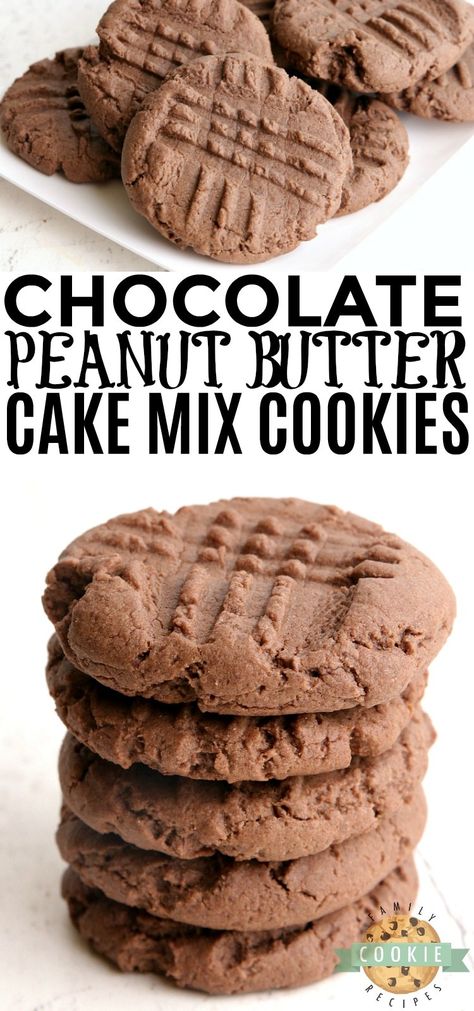 Peanut Butter Cake Mix Cookies, Candies Recipes, Butter Cake Cookies, Chocolate Cake Mix Cookies, Easy Cookie Recipe, Soft Cookies, Peanut Butter Eggs, Chocolate Peanut Butter Cake, Chocolate Cake Cookies