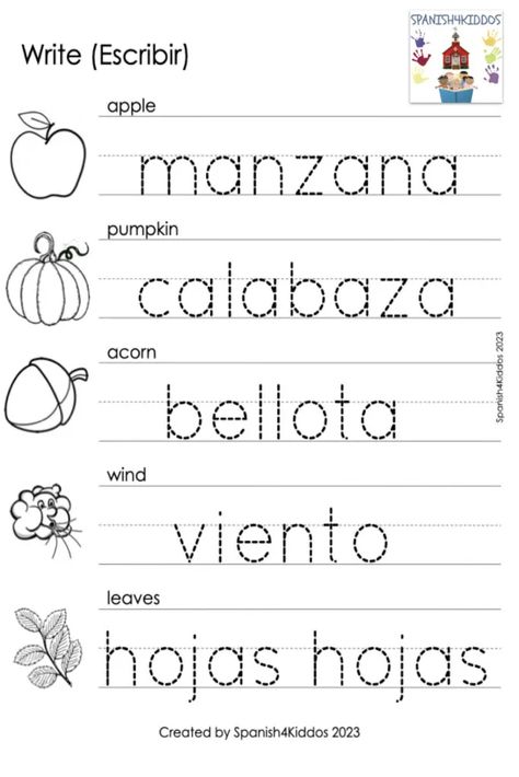 Spanish Lesson: Learning About Apples • Spanish4Kiddos Spanish Lessons For Kindergarten, Spanish Kindergarten Worksheets, Spanish Worksheets For Kids Printables, Spanish Words For Kids, Beginner Spanish Worksheets, Spanish Alphabet Chart, Preschool Spanish Lessons, Kindergarten Spanish, Practice Spanish