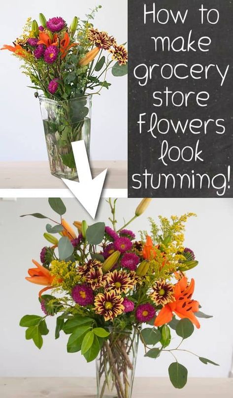 How to Make Grocery Store Flowers Look Amazing - Homeschool Giveaways Grocery Store Flowers, Spring Flower Arrangements, Mason Jar Flowers, Cheap Flowers, Diy Arrangements, Flower Vase Arrangements, Flower Arrangements Simple, Floral Arrangements Diy, Modern Flower Arrangements