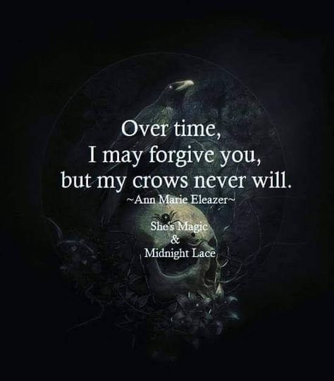 Over time, I may forgive you, but my crows never will. Facebook Cover Photos Inspirational, One For Sorrow, Poe Quotes, Witch Quotes, Wonderland Quotes, Soul Quotes, Truth Hurts, Quotes That Describe Me, Romantic Love Quotes