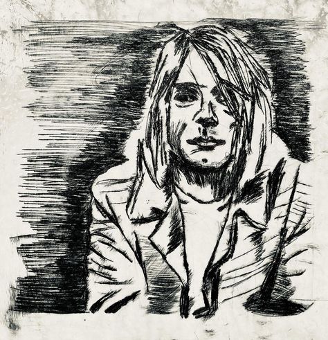 Kurt Cobain Drawing Easy, Nirvana Art, Celebrity Art, Kurt Cobain, Famous Artists, Drawing Reference, Easy Drawings, Art Inspo, Male Sketch