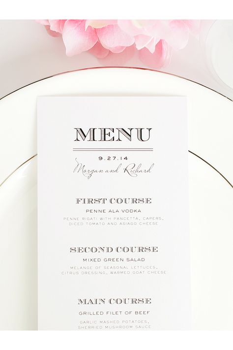 Such a cute wedding menu idea! http://www.shineweddinginvitations.com/menus/antique-vintage-wedding-menus Course Menu Design, Choice Template, Table Presentation, Easy Wedding, Menu Inspiration, Catering Ideas, Wedding Menu Template, Wedding Menu Cards, Menu Card