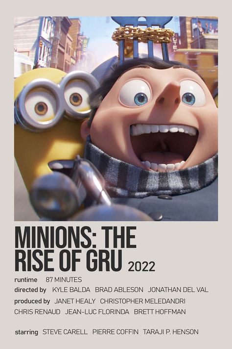 Minimalistic Polaroid Poster, Cartoon List, Alan Arkin, Minions The Rise Of Gru, Movie Stickers, Rise Of Gru, Classic Films Posters, Minion Movie, Iconic Movie Posters