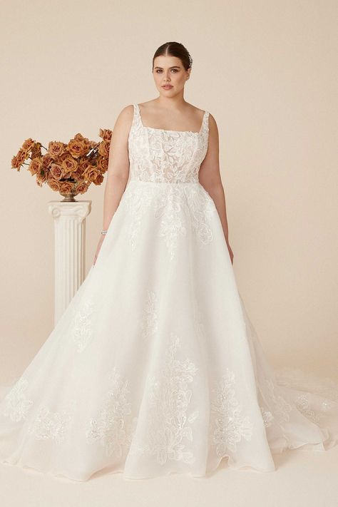 Square Neckline Plus Size Wedding Dress, Wedding Gowns For Midsize, Plus Size A Line Wedding Dress, Square Neck Plus Size Wedding Dress, Plus Size Square Neck Wedding Dress, Square Neck Wedding Dress Plus Size, A Line Wedding Dress Plus Size, Plus Size A Line Wedding Dresses, Size 16 Wedding Dress