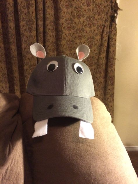 Hippo hats for Sunday school Hippo Hat Craft, Diy Hippo Costume, Diy Hungry Hippo Costume, Hungry Hippos Halloween Costume, Hippo Costume Diy, Diy Hippo Crafts, Hippo Halloween Costume, Hippopotamus Costume, Hippo Mask