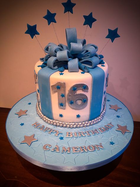 Birthday Cake For 16 Year Boy, 16th Birthday Cake Sweet Sixteen, Birthday Cake Sweet Sixteen, Basic Birthday Cake, 16th Birthday Cakes, 16th Birthday Cake, Cake Designs For Boy, 16 Birthday Cake, Blue Cakes