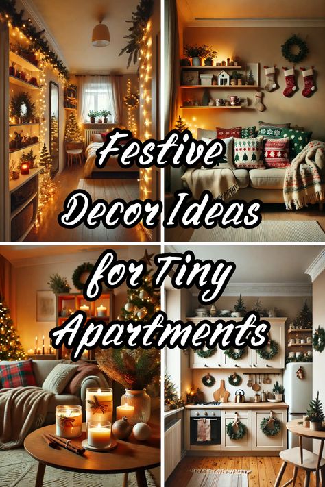 Small space, big holiday vibes! 🎄 Discover how to transform your tiny apartment with festive decor—think mini Christmas trees, cozy blankets, and twinkling lights that don’t crowd your space. These compact, cheerful ideas will fill every corner with Christmas spirit. Perfect for anyone looking to add holiday charm without the fuss. Make your small apartment shine this season! #SmallSpaceDecor #ChristmasIdeas #CozyChristmas Christmas Decor For Tiny Apartment, Christmas Small Space, Christmas Decor Ideas Without Tree, Christmas In Small Spaces, Tiny House Christmas Decor, Studio Apartment Christmas, Christmas Decor Apartment Small Spaces, Christmas Small Apartment, Christmas Decor For Small Apartment