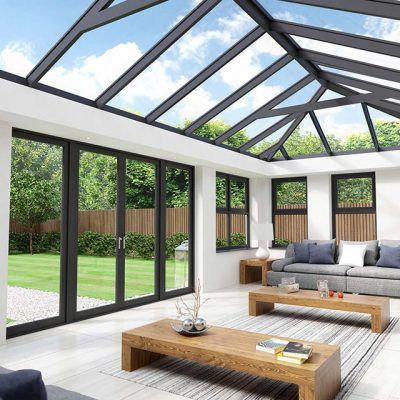 Glass Sunroom Ideas, Sunroom Window Ideas, Orangery Interior, Glass Sunroom, Extension Veranda, Modern Conservatory, Garden Room Extensions, Room Extensions, Roof Lantern