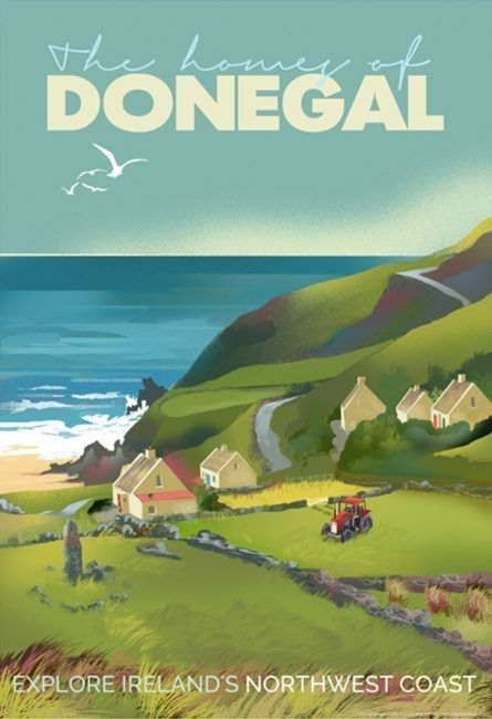 Counties Of Ireland, County Donegal, Donegal Ireland, Irish Landscape, Tourism Poster, Poster Store, Holiday Poster, Retro Travel Poster, Old Postcards