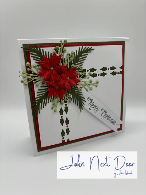 John Next Door Tutorials Christmas Cards, John Next Door Cards, Card Ornaments, Handcrafted Christmas Cards, Card Design Handmade, Carnation Crafts, Christmas Card Ornaments, Diy Christmas Cards, Die Cut Cards