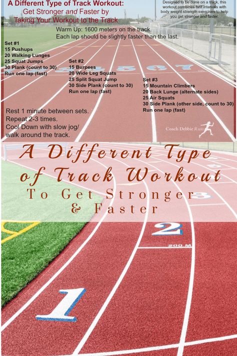 Track Workout Beginner, Running Track Workouts, Best Running Workouts, Running Workouts For Soccer Players, Track Circuit Workout, Good Track Workouts, Track Training Workouts, Track Athlete Workout, Indoor Track Workout