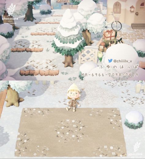 Acnh Christmas Path Codes, Path Acnh, Acnh Winter, Leaf Animals, Winter Leaves, Acnh Design, Animal Crossing Wild World, Island Theme, Path Design